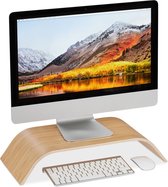 HOMCOM monitorstandaard schermstandaard bureau-organizer met schuifladen natuurlijk 49 l x 25,5 b x 11,5 h cm