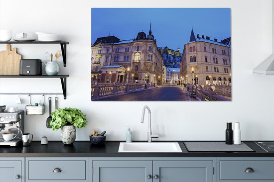 Tableau sur toile Le Triple Pont à Ljubljana - 140x90 cm - Décoration murale Art