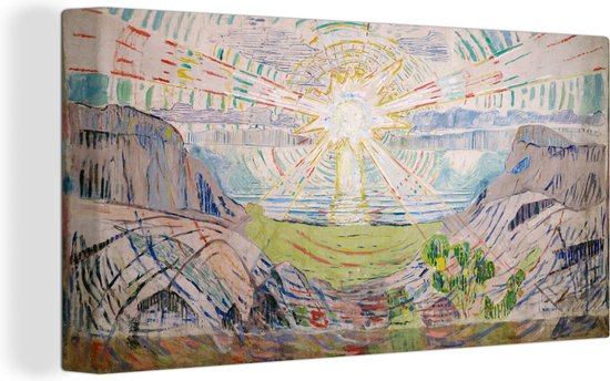 Canvas Schilderij The Sun - Schilderij van Edvard Munch - 120x80 cm - Wanddecoratie