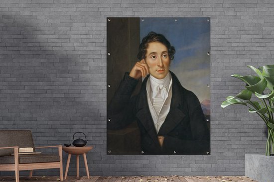 Tuinposter 120x160 cm - Tuindecoratie Portret van de componiste Carl Maria Von Weber- Schilderij van Caroline Bardua - Poster voor in de tuin - Buiten decoratie - Schutting tuinschilderij - Tuindoek muurdecoratie - Wanddecoratie balkondoek