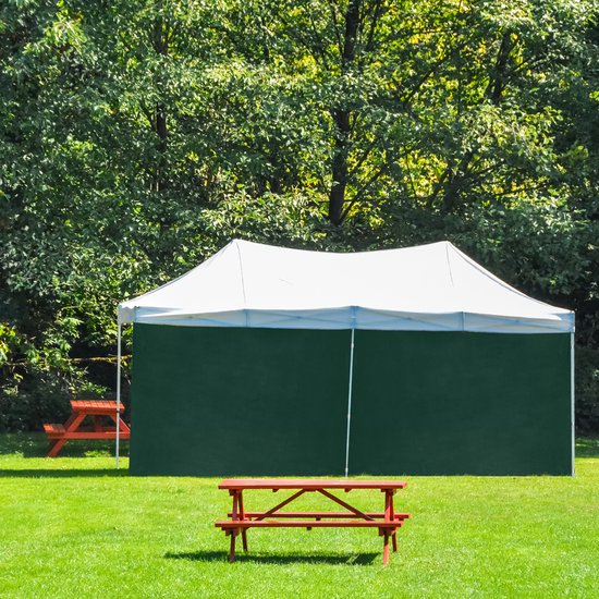 Relaxdays Zijwand Partytent Set Van 4 - 2x3m Groen Met Ramen En Rits