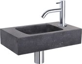 Bally Bombai Fonteinset Zwart Gebogen Koudwaterkraan Met Afvoerplug En Sifon Chroom