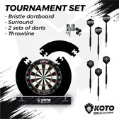 KOTO Tournament Set Zwart, DartSet, Officiële Standaard, Sisal Dartbord & Dartpijlen & Surround