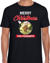 Queen/koningin Elizabeth II Merry Christmas peasants fout Kerst shirt - zwart - dames - Kerst  t-shirt / Kerst outfit S