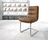 Gestoffeerde-stoel Abelia-Flex sledemodel rond chrom bruin vintage