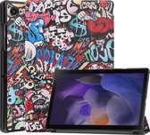 Tablet hoes geschikt voor Samsung Galaxy Tab A8 (2022 & 2021) tri-fold hoes met auto/wake functie - 10.5 inch - Grafitti