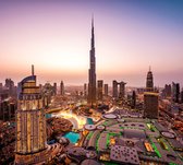 De stadslichten en skyline van Dubai City bij twilight - Fotobehang (in banen) - 450 x 260 cm