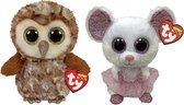 Ty - Knuffel - Beanie Boo's - Percy Owl & Nina Mouse