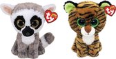 Ty - Knuffel - Beanie Boo's - Linus Lemur & Tiggy Tiger