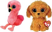 Ty - Knuffel - Beanie Boo's - Gilda Flamingo & Golden Doodle Dog
