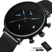 CRRJU® Horloges voor Mannen Herenhorloge Jongens Heren Watch Horloge – Horlogebox Geschenkdoos – Zwart Blauw
