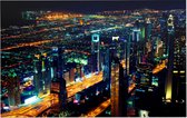 De imposante skyline van downtown Dubai bij nacht - Foto op Forex - 120 x 80 cm