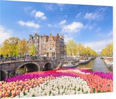 Een kleurrijke lente met tulpenbloemen in Amsterdam - Foto op Plexiglas - 90 x 60 cm