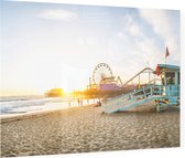 Santa Monica pier bij zonsondergang Los Angeles - Foto op Plexiglas - 90 x 60 cm