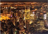 Luchtfoto van nachtelijk Manhattan in New York City - Foto op Forex - 40 x 30 cm