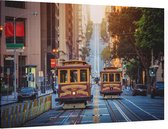 Historische treintjes op California Street in San Francisco - Foto op Canvas - 60 x 40 cm