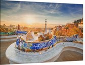 Uitzicht op Barcelona vanaf Park Güell bij zonsopgang - Foto op Canvas - 90 x 60 cm