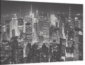 Zwart en wit luchtfoto van downtown New York City - Foto op Canvas - 90 x 60 cm