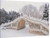 Met sneeuw bedekt bruggetje over Kunming Lake in Beijing - Foto op Canvas - 60 x 40 cm