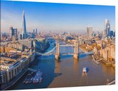 Tower Bridge over de Thames en de skyline van Londen - Foto op Canvas - 150 x 100 cm