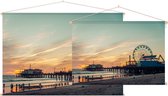 Santa Monica pier bij zonsondergang in Los Angeles - Foto op Textielposter - 60 x 40 cm
