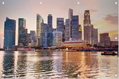 Skyline van Singapore bij een prachtige zonsondergang - Foto op Tuinposter - 90 x 60 cm