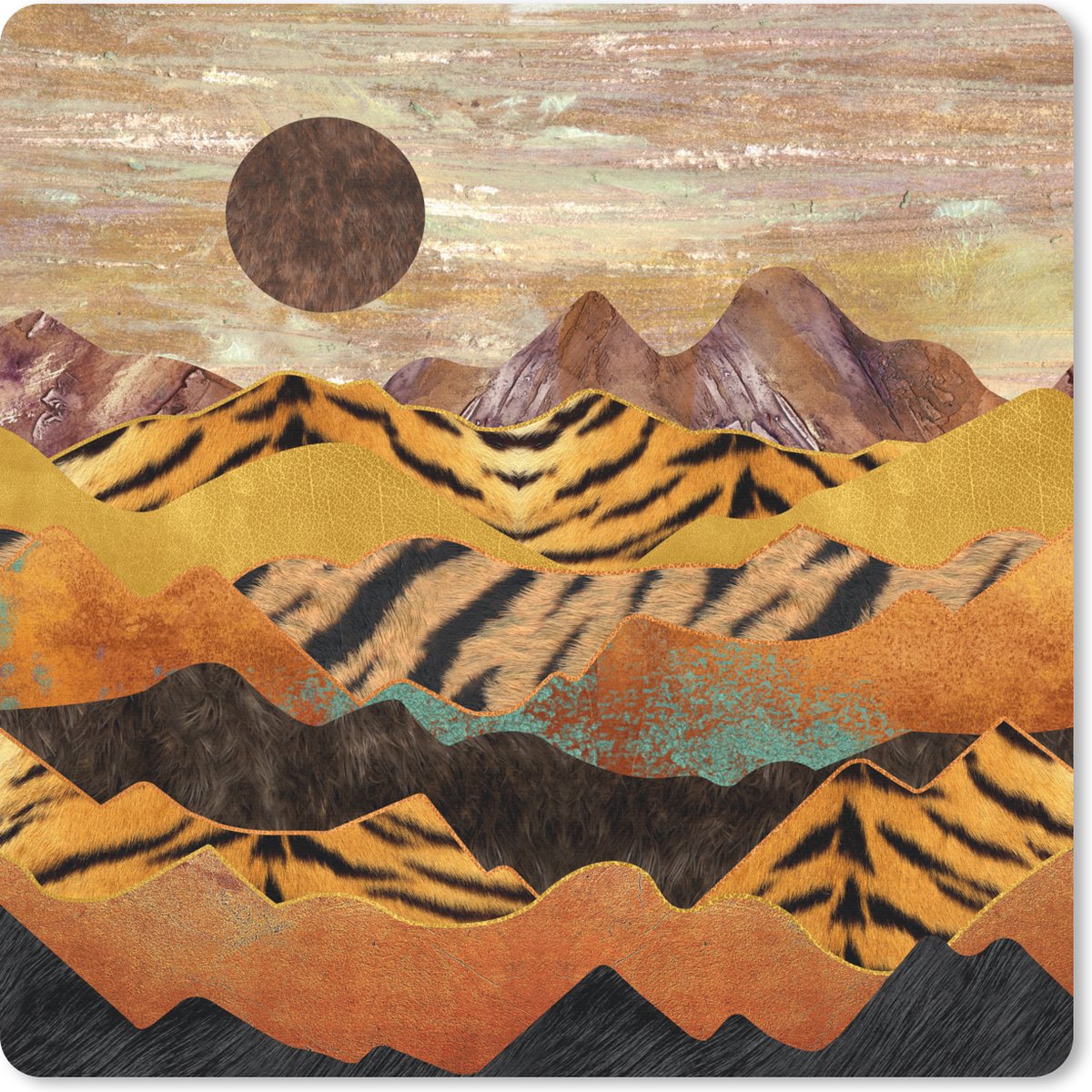 Muismat 30x30 cm - Mousepad Tijgerprint - Goud - Marmer print - Muismatten