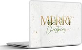 Laptop sticker - 10.1 inch - Kerst - Quotes - Goud - Merry Christmas - Spreuken - 25x18cm - Laptopstickers - Laptop skin - Cover
