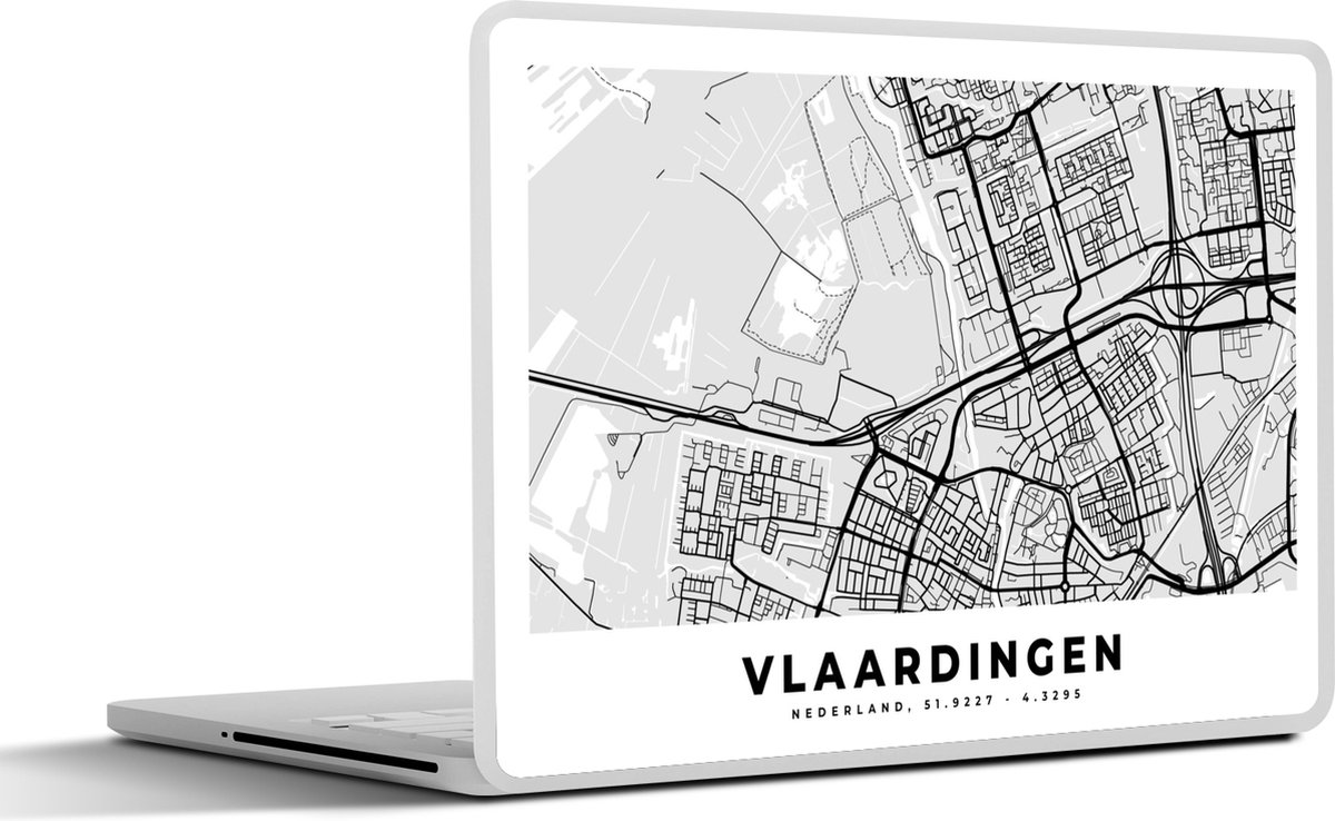 Laptop sticker - 14 inch - Stadskaart - Vlaardingen - Nederland - 32x5x23x5cm - Laptopstickers - Laptop skin - Cover