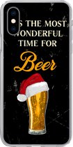 Geschikt voor iPhone X hoesje - It's the most wonderful time for beer - Kerst - Quotes - Bier - Spreuken - Siliconen Telefoonhoesje