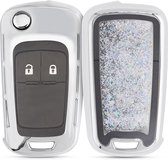 kwmobile autosleutelhoesje geschikt voor Opel Vauxhall 2-3-knops klapsleutel autosleutel - sleutelcover van TPU in zilver / metallic zilver - Sneeuwbol met Sterren design