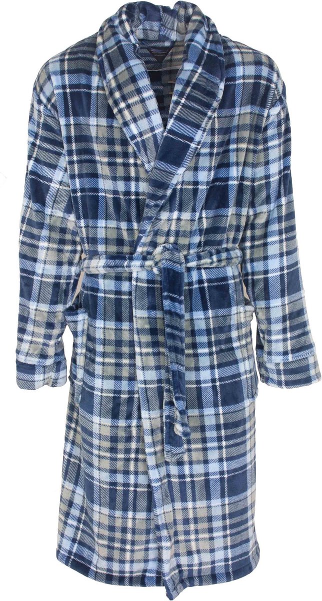 Paul Hopkins Heren Kamerjas - Badjas - Fleece - Blauw - Maat XXL