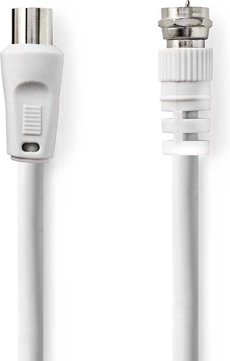Satelliet- en Antennekabel | F-Male | IEC (Coax) Male | Vernikkeld | 75 Ohm | Dubbel Afgeschermd | 5.00 m | Rond | PVC | Wit | Envelop