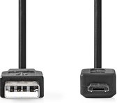 Nedis USB-Kabel - USB 2.0 - USB-A Male - USB Micro-B Male - 480 Mbps - Vernikkeld - 2.00 m - Rond - PVC - Zwart - Doos