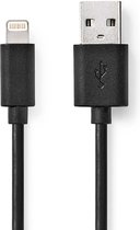 Nedis USB-Kabel | USB 2.0 | Apple Lightning 8-Pins | USB-A Male | 480 Mbps | Vernikkeld | 2.00 m | Rond | PVC | Zwart | Doos