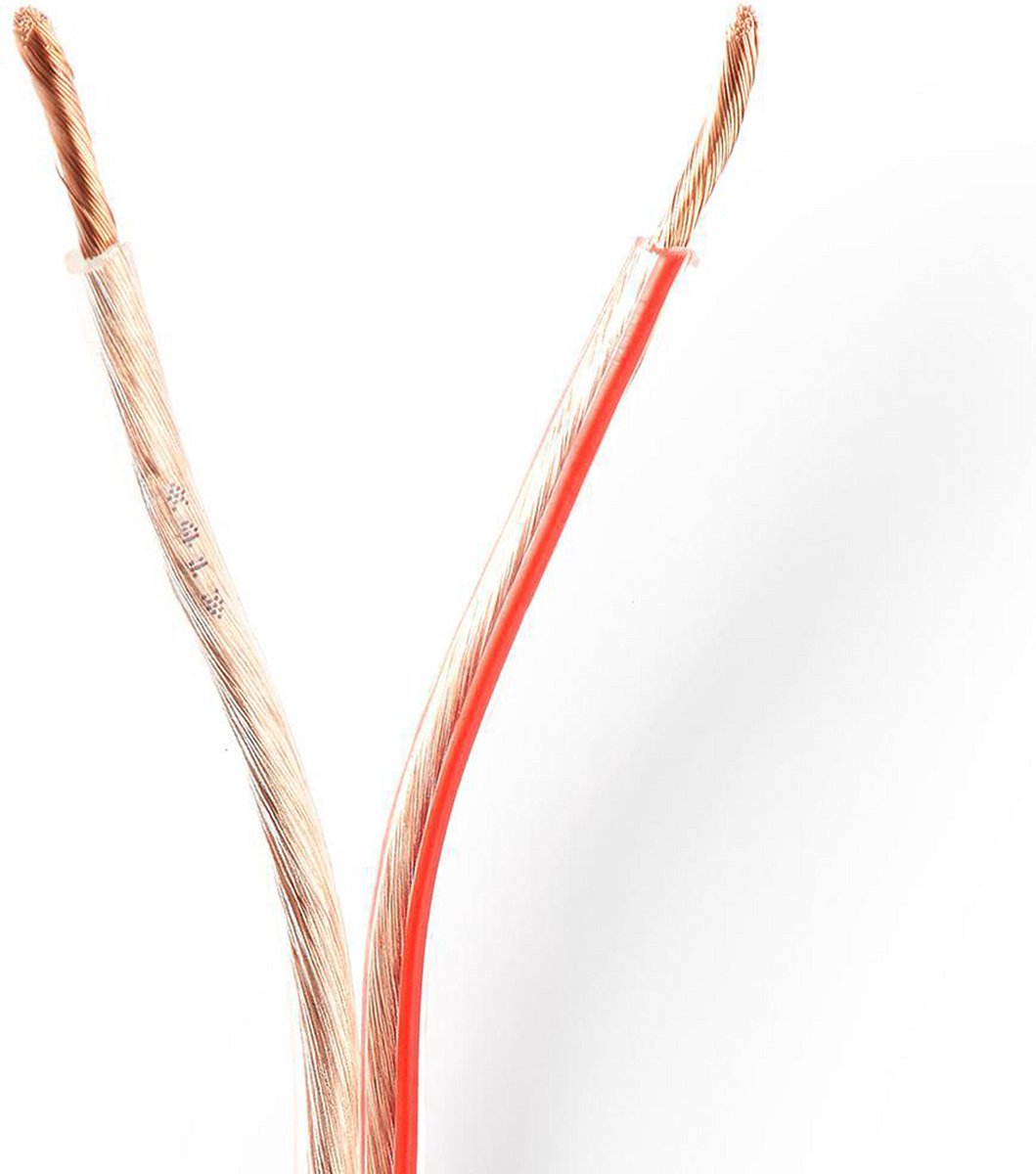Speaker-Kabel - 2x 2.50 mm² - CCA - 15.0 m - Rond - PVC - Transparant - Folieverpakking