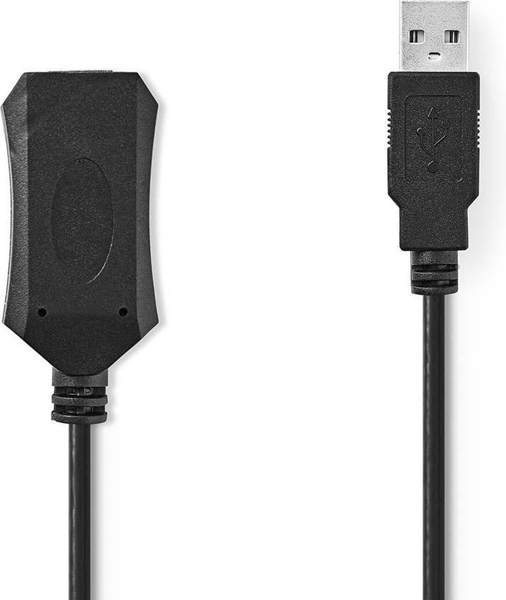 Actieve USB 2.0-Verlengkabel | A Male - A Female | 25 m | Zwart