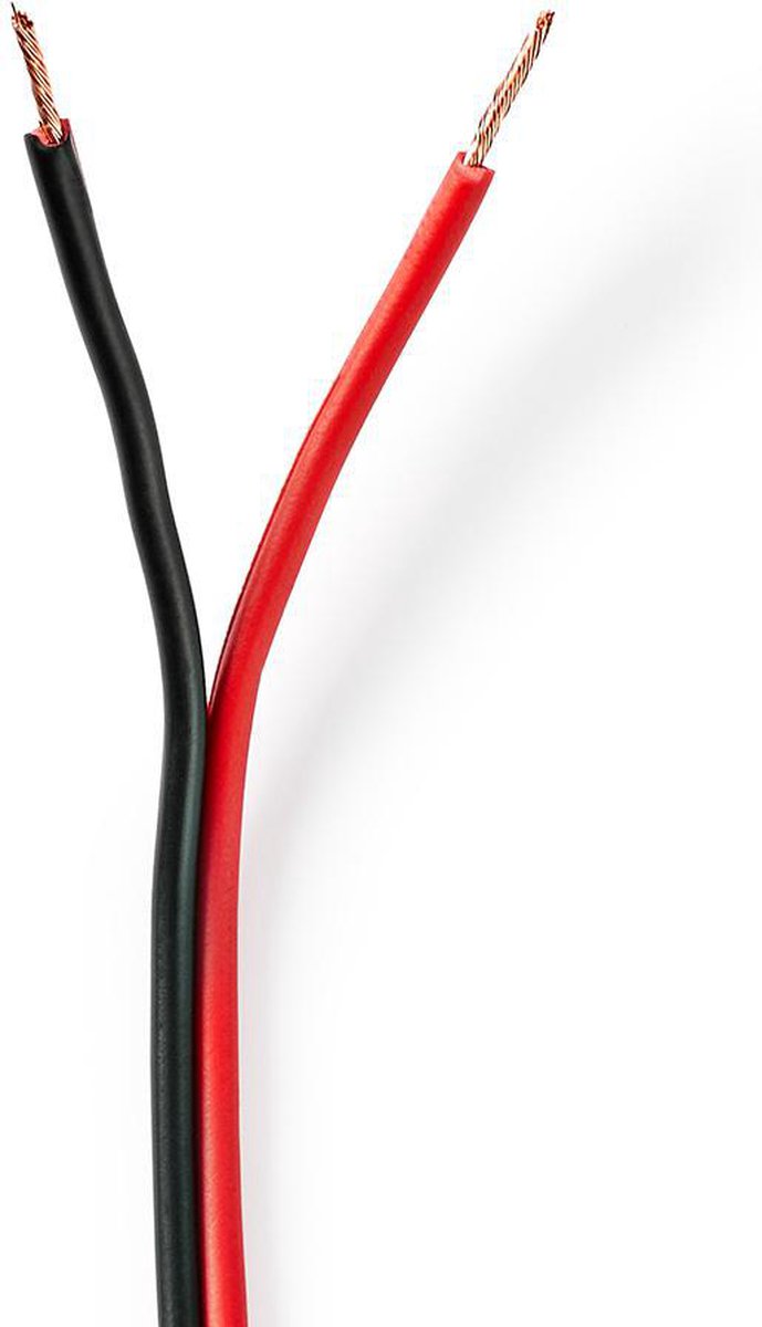 Nedis Speaker-Kabel - 2x 0.75 mm² - Koper - 50.0 m - Rond - PVC - Rood / Zwart - Rol