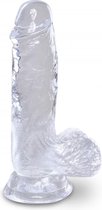 King Cock transparante dildo 13 cm met scrotum en zuignap