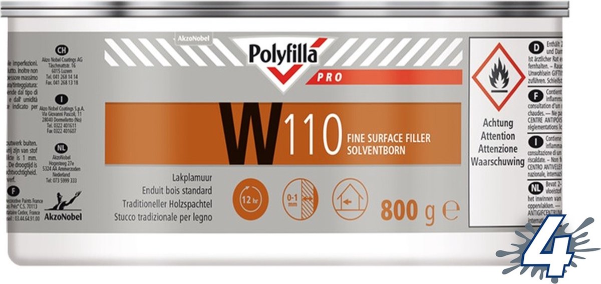 Polyfilla Pro W110 Lakplamuur - 800 gram
