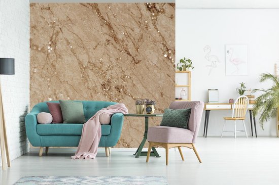 Papier peint - Papiers Papier peint photo Marbre - Marron - Luxe - Largeur 300 cm x Hauteur 300 cm