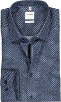 OLYMP Luxor comfort fit overhemd - marine blauw met wit stipje - Strijkvrij - Boordmaat: 43