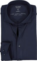 OLYMP Luxor 24/Seven modern fit overhemd - mouwlengte 7 - marine blauw tricot - Strijkvriendelijk - Boordmaat: 44