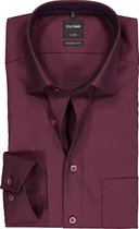 OLYMP Luxor modern fit overhemd - mouwlengte 7 - bordeaux rood structuur (contrast) - Strijkvrij - Boordmaat: 46