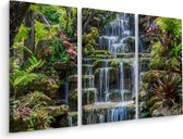 Schilderij - Waterval in Thailand, 3 luik, premium print