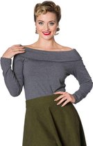 Dancing Days Off shoulder top -S- BARDOT LOVE Grijs