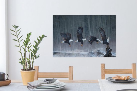 Aigle se lève à 90x60 cm - Tirage photo sur toile (Décoration murale salon / chambre)