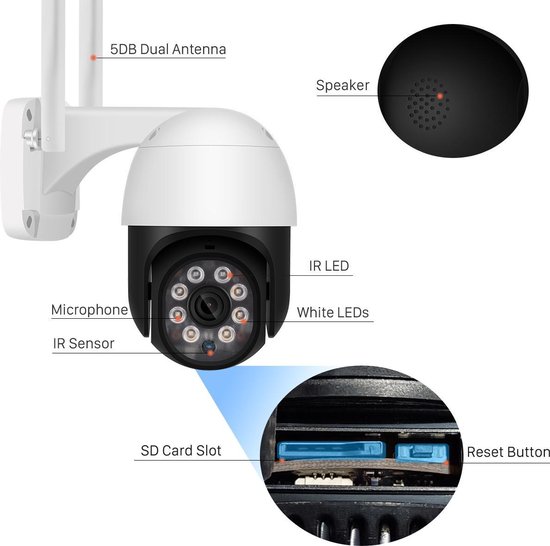 Wifi Camera Buiten - Menselijk Detecteren Audio 1080P Fhd Ip Camera - Kleur - Nachtzicht 3MP Wifi beveiliging Camera van Bluonics — afbeelding 4