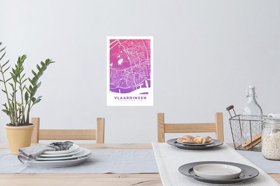 Stickers Stickers muraux - Plan de la ville - Vlaardingen - Violet - Pays- Nederland - 20x30 cm - Feuille adhésive - Carte
