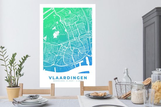 Stickers muraux - Plan de la ville - Vlaardingen - Nederland - 80x120 cm - Feuille adhésive - Carte